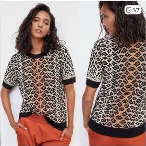 Maeve Black and Cream Patterned Top
